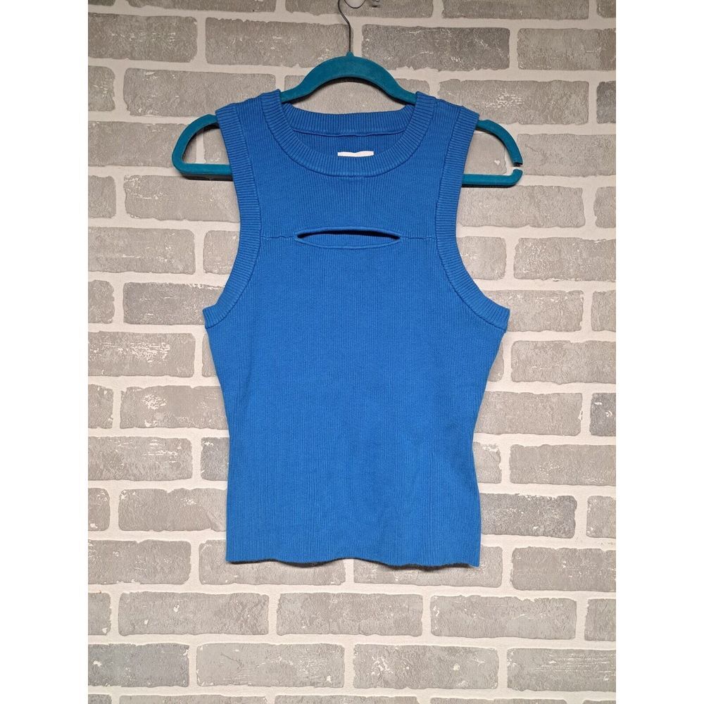 Pistola Nella Marquis‎ Cutout Tank Top Ribbed In Malibu Blue Size Large NWOT